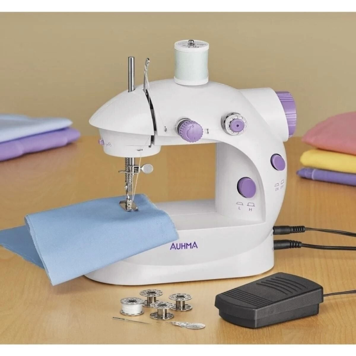 KESGİN MARKET® Işıklı Pedallı Dikiş Makinesi Mini Asw1 Beyaz Nakış