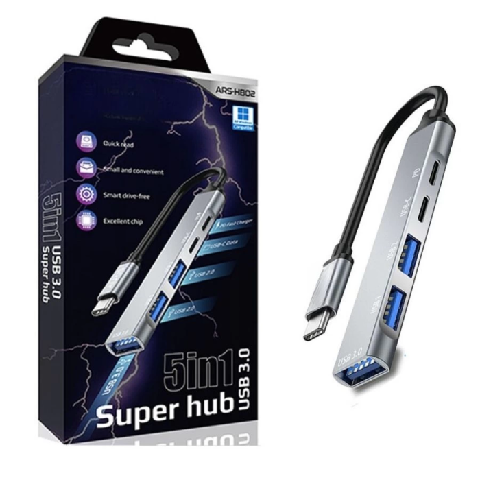 KESGİN MARKET® 5in1 Metal Usb Hub – Yüksek Hızlı Çoklayıcı, 5 Bağlantı Noktalı, Dayanıklı Ve Taşınabilir Tasarım