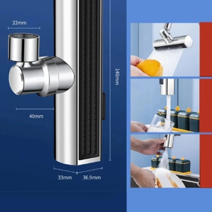 KESGİN MARKET® Krom Tasarruflu Şelale Musluk Başlığı 4 Modlu, Ayarlanabilir, Su Tasarrufu Sağlayan Pratik Başlık