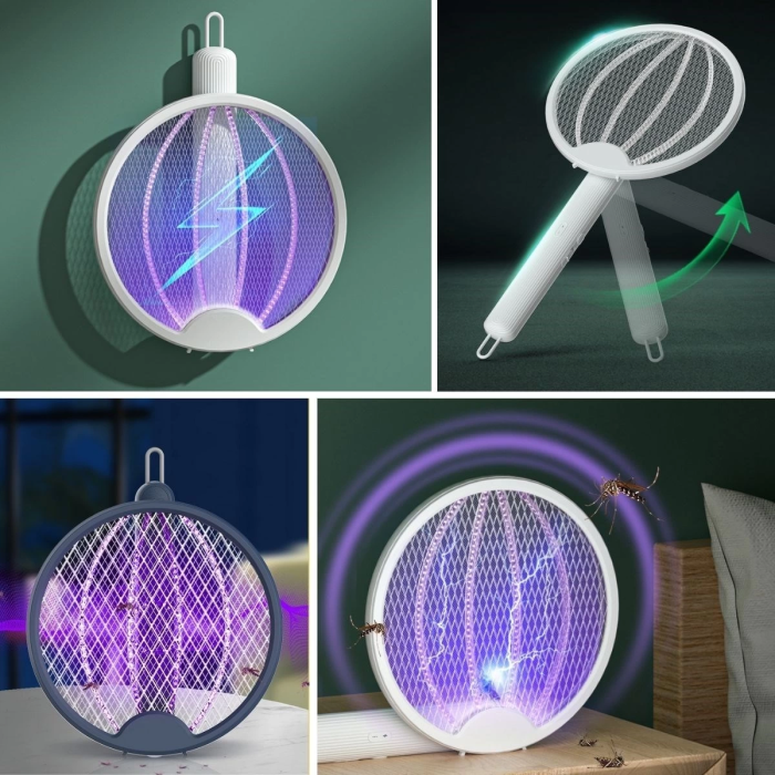 KESGİN MARKET® Asılabilen Ve Masaüstü Olabilen 2w Sinek Öldürücü Mor Işıklı Raket