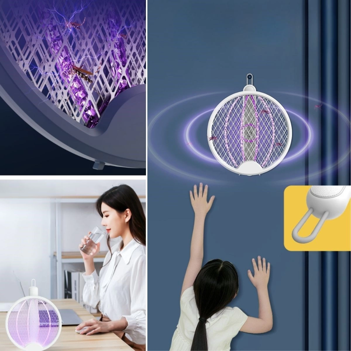 KESGİN MARKET® Asılabilen Ve Masaüstü Olabilen 2w Sinek Öldürücü Mor Işıklı Raket