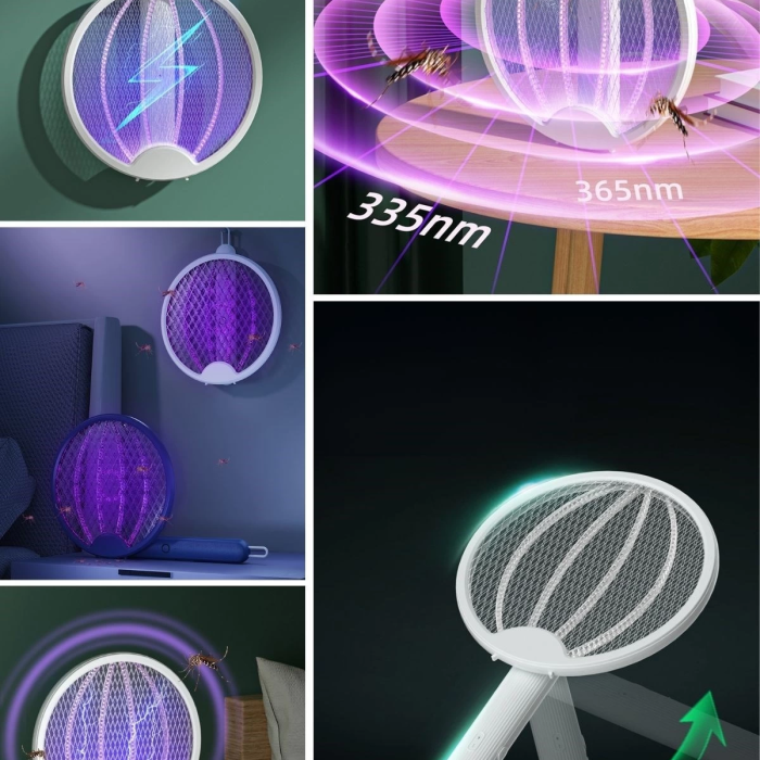 KESGİN MARKET® Asılabilen Ve Masaüstü Olabilen 2w Sinek Öldürücü Mor Işıklı Raket