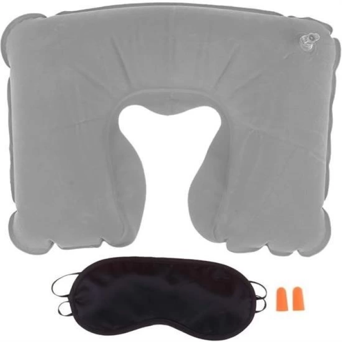 KESGİN MARKET® Üçlü Seyahat Seti Şişme Yastık Göz Bandı Kulak Tıkacı