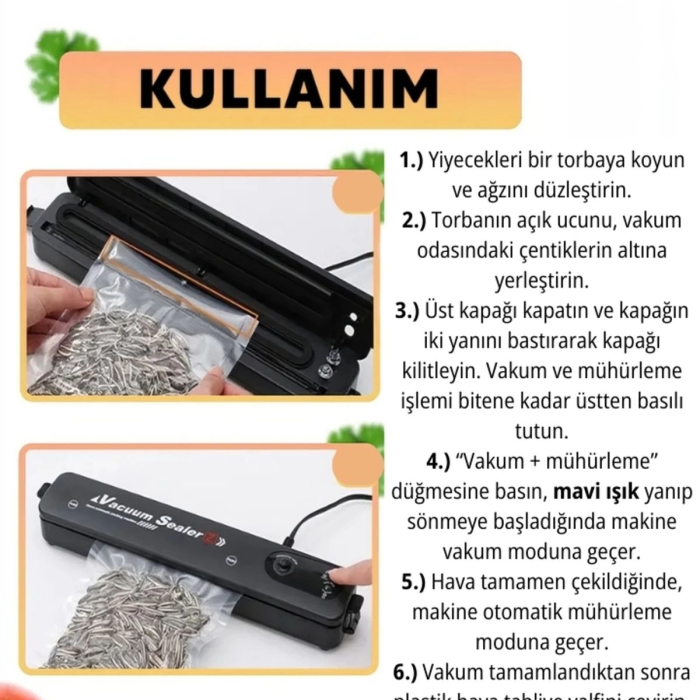 KESGİN MARKET® Gıda Vakum Ve Mühürleme Makinesi- Yiyecek Tazeliği Koruma Ev Ve Restoran İçin