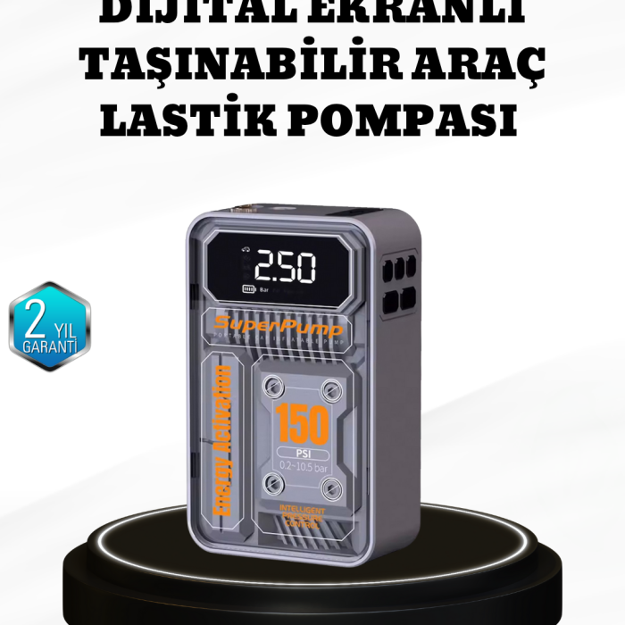 KESGİN MARKET® 150 PSI Kablosuz Şarjlı Hava Pompası – LED Ekranlı ve Otomatik Kapanma Özellikli