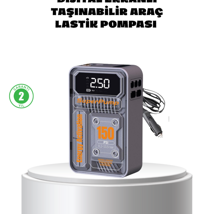 KESGİN MARKET® Taşınabilir Kablosuz Hava Pompası – 150 PSI Güçlü Basınç ve 6000mAh Şarjlı