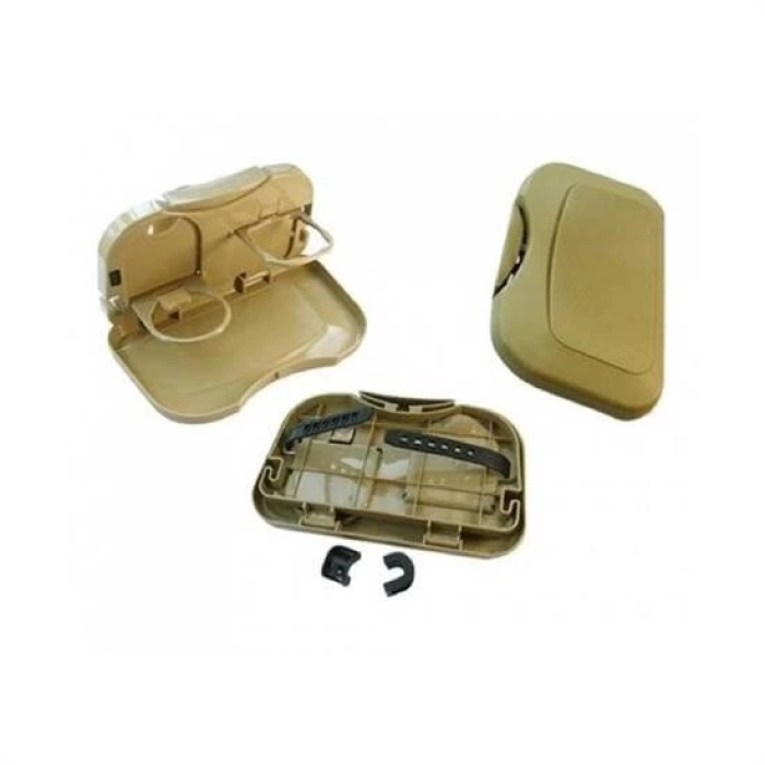 KESGİN MARKET® Araç İçi Koltuk Arkası Katlanabilir Bardak Tutuculu Bej Tepsi