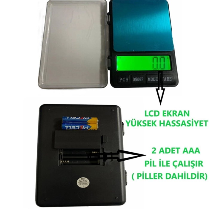 KESGİN MARKET® Mh-999 Pratik Dijital Hassas Mutfak Terazisi Hassas Tartı 2000 G /0.01 Gr. Hassasiyet