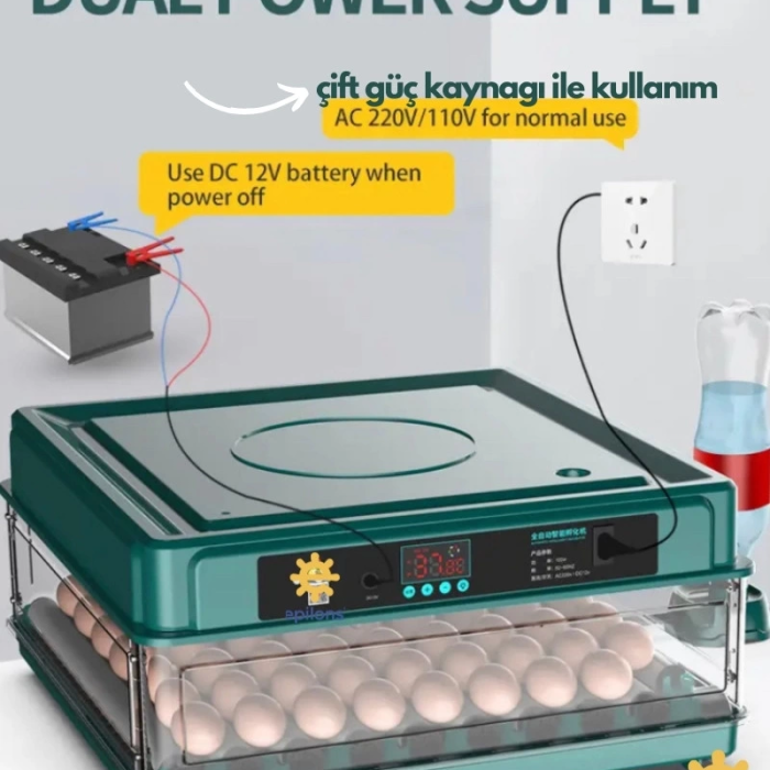 KESGİN MARKET® 130 Yumurtalık Tam Otomatik Kuluçka Makinesi Wi-fi Kamera Hediyeli Yedek Motorlu Profesyonel Tavuk Kaz Ördek Bıldırcın Güvercin Süs Kuşu İçin İdeal