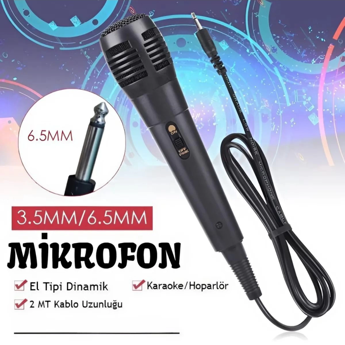KESGİN MARKET® Karaoke Mikrofon Kablolu Mikrofon 6.5 Mm Karaoke Mikrofonu