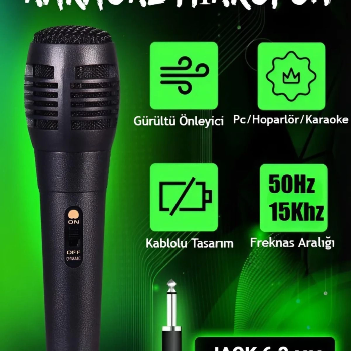 KESGİN MARKET® Karaoke Mikrofon Kablolu Mikrofon 6.5 Mm Karaoke Mikrofonu