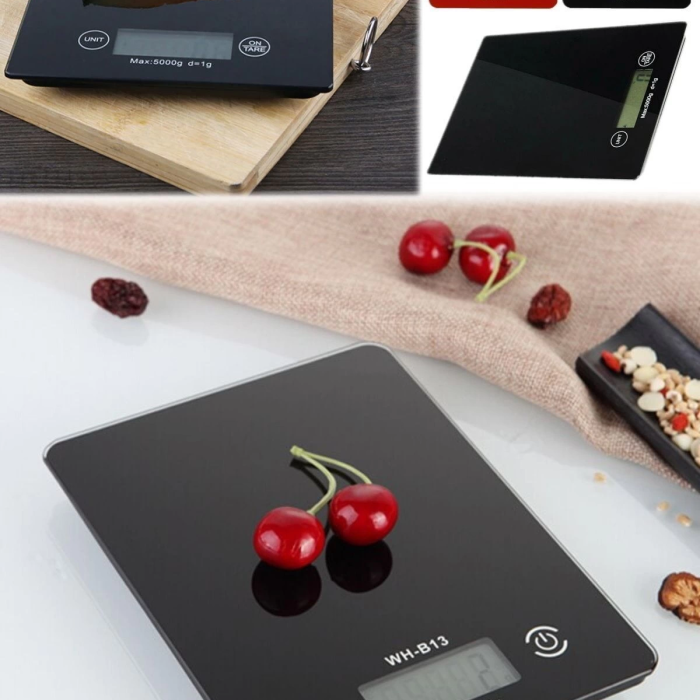 KESGİN MARKET® Dijital Mutfak Tartısı - 5 Kg Kapasite, 1 Gram Hassasiyet, Şık Siyah Cam Tasarım