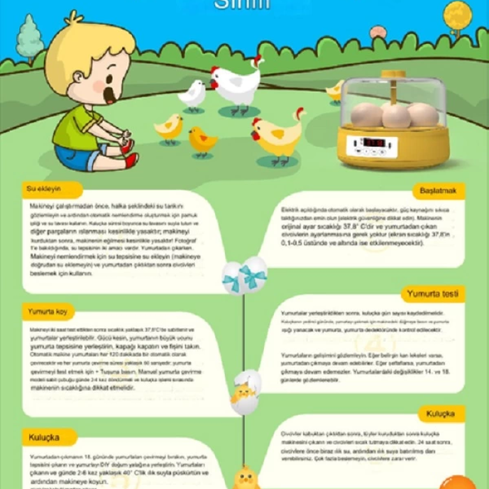 KESGİN MARKET® Mini Otomatik Ev Tipi Kuluçka: Papağan Bıldırcın Kuluçka Makinesi 18li Yumurtalı Mx-18
