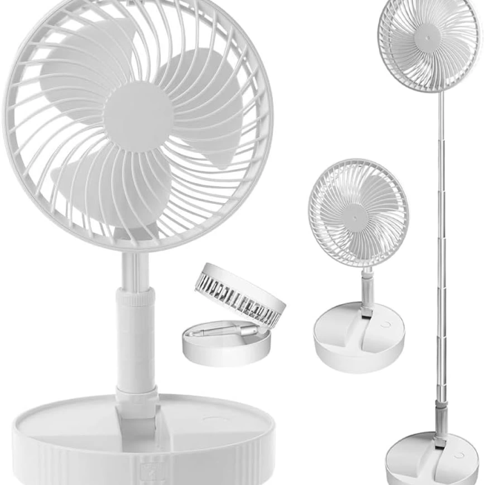KESGİN MARKET® Teleskopik Fan Vantilatör 4 Modlu Şarjlı Katlanabilir Yükseltilebilir Taşınabilir Serinletici Portatif Masa Vantilatörü