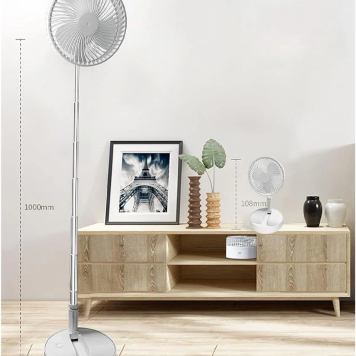 KESGİN MARKET® Teleskopik Fan Vantilatör 4 Modlu Şarjlı Katlanabilir Yükseltilebilir Taşınabilir Serinletici Portatif Masa Vantilatörü