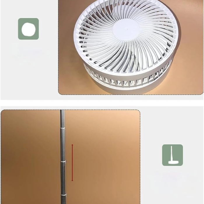 KESGİN MARKET® Teleskopik Fan Vantilatör 4 Modlu Şarjlı Katlanabilir Yükseltilebilir Taşınabilir Serinletici Portatif Masa Vantilatörü