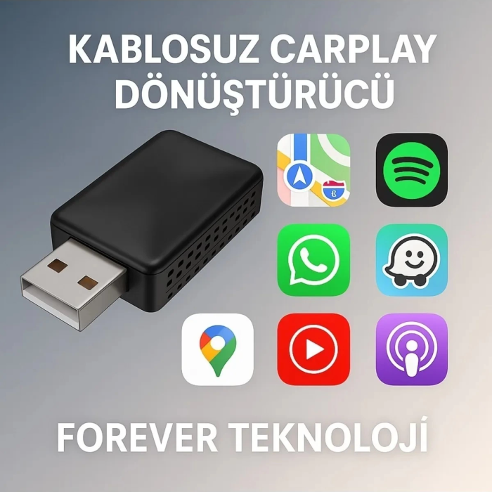 KESGİN MARKET® Kablosuz Carplay & Android Auto Adaptörü - Apple Ve Android Cihazlar İçin Evrensel Wireless Carplay Çevirici