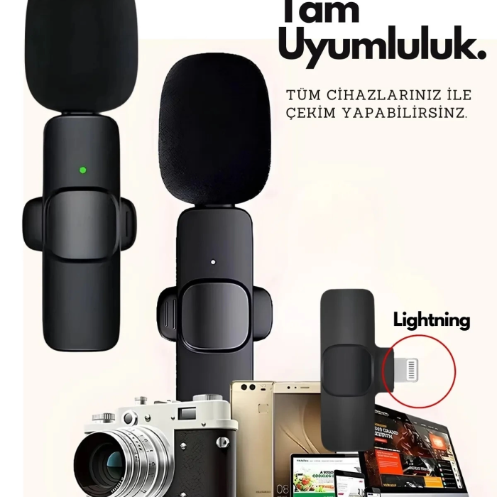 KESGİN MARKET® Type-c Çiftli Kablosuz Yaka Mikrofon Seti Telefon Vlog Canlı Yayın Tiktok Youtube Uyumlu