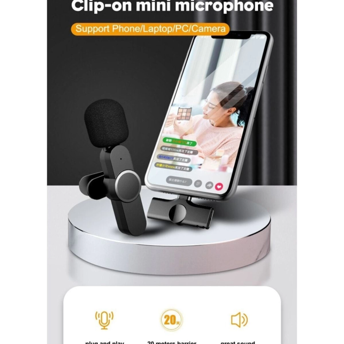 KESGİN MARKET® Lightning Girişli Iphone Uyumlu Ikili Kablosuz Yaka Mikrofonu Youtube Facebook Tiktok Vlog