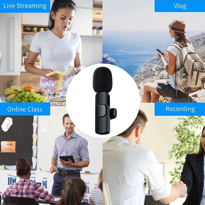 KESGİN MARKET® Lightning Girişli Iphone Uyumlu Ikili Kablosuz Yaka Mikrofonu Youtube Facebook Tiktok Vlog