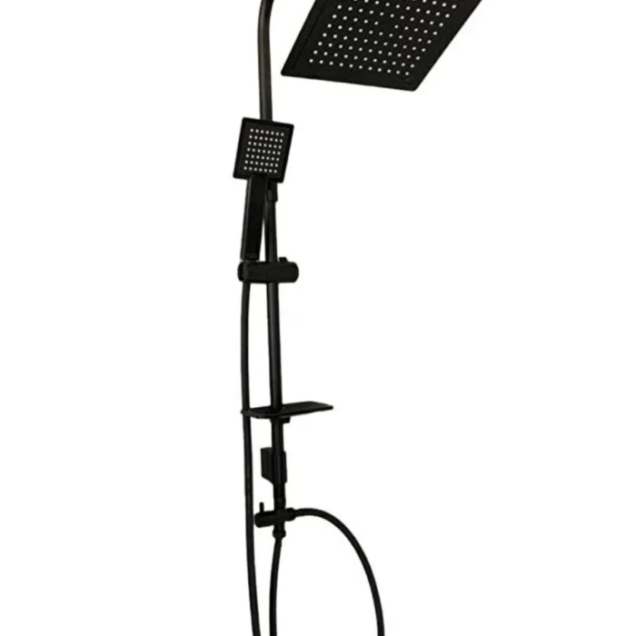 KESGİN MARKET® Siyah Kare Duş Seti, Tepe Yağmurlama Duş Başlığı, Ekstra Büyük Robot Duş Sistemi