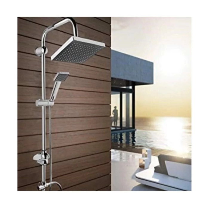 KESGİN MARKET® Epilons Robot Tepe Duş Sistemi Yağmurlama Duş Seti Krom Siyah Kare