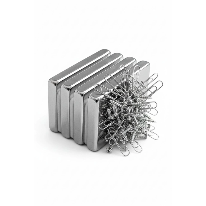 KESGİN MARKET® 5 Adet 40x20x5mm Neodyum Magnet Güçlü N35 Mıknatıs Köşeli Nikel Kaplama