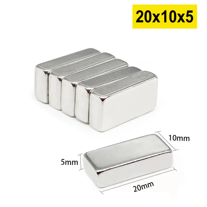KESGİN MARKET® 5 Adet 20x10x5 Mm Neodyum Magnet N35 Güçlü Mıknatıs Köşeli Ve Dayanıklı Nikel Kaplama