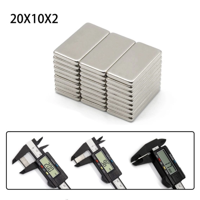 KESGİN MARKET® 100 Adet 20x10x2 Mm Neodyum Mıknatıs Köşeli Magnet N35 Nikel Kaplama Güçlü Kaliteli Dayanıklı