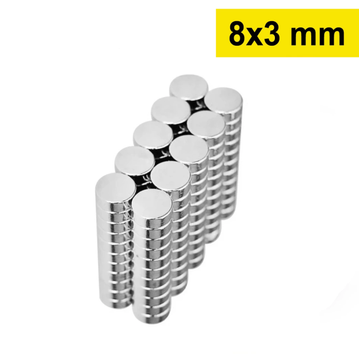 KESGİN MARKET® 5 Adet 8x3mm Yuvarlak Neodyum Mıknatıs Güçlü Nikel Kaplamalı Kaliteli Dayanıklı Magnet