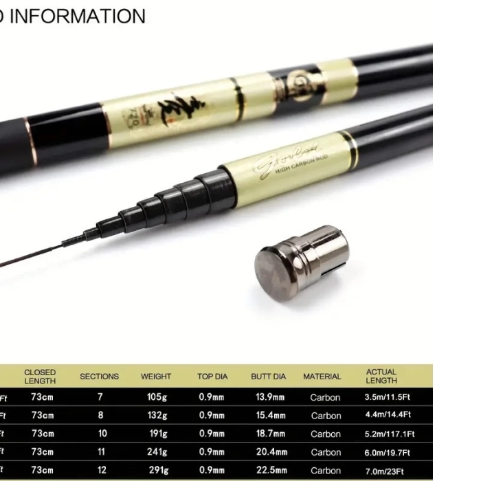 KESGİN MARKET® Hafif Karbonfiber Teleskobik Olta