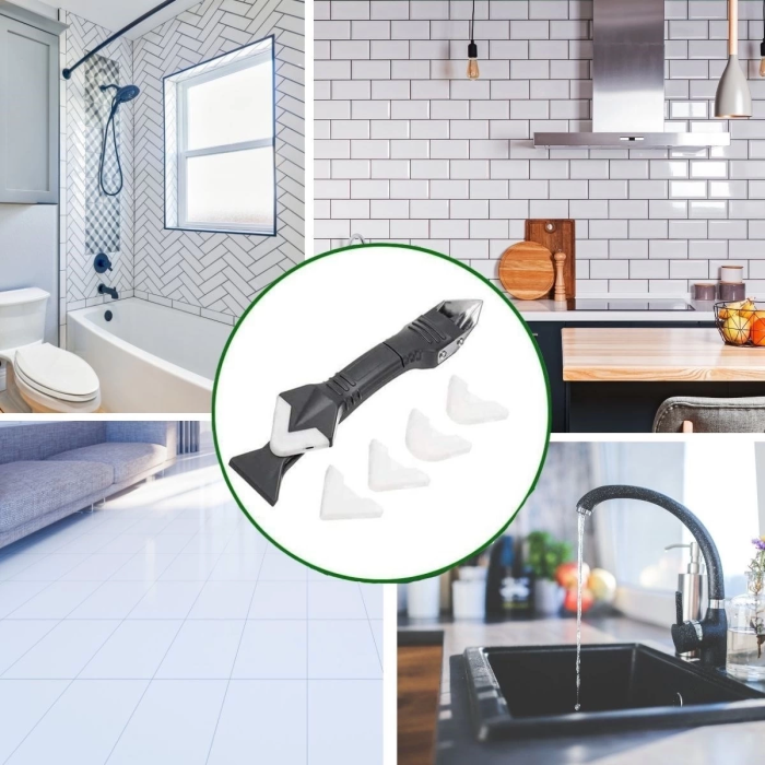 KESGİN MARKET® Fayans Derz Silikon Kazıyıcı Sıyırıcı Ve Uygulayıcı Aparat 3 Ü 1 Arada