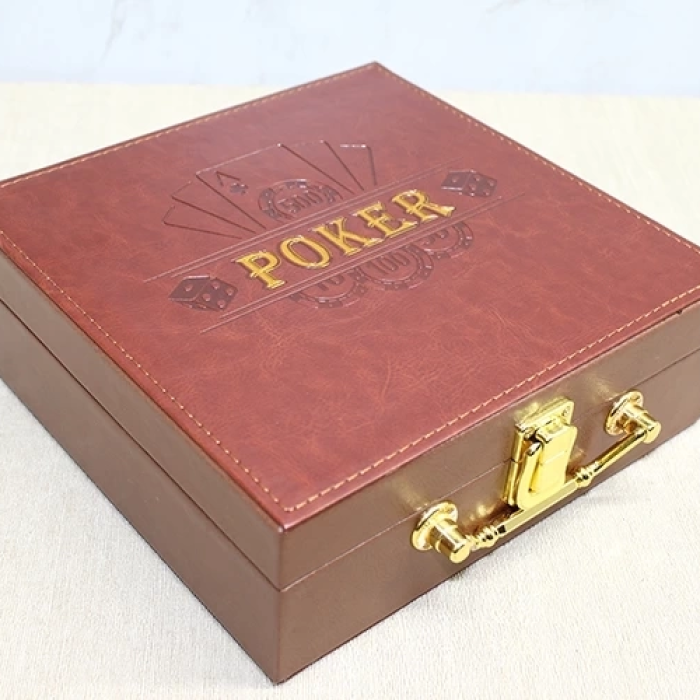KESGİN MARKET® Deri Çantalı 100 Chip Ve 2 Adet İskambil Kağitına Sahip Poker Oyunu Alk4228