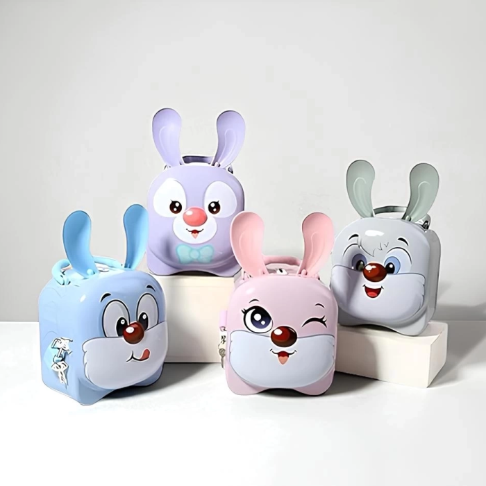 KESGİN MARKET® Metal Kilitli Sevimli Tavşan Kumbara Alk3592