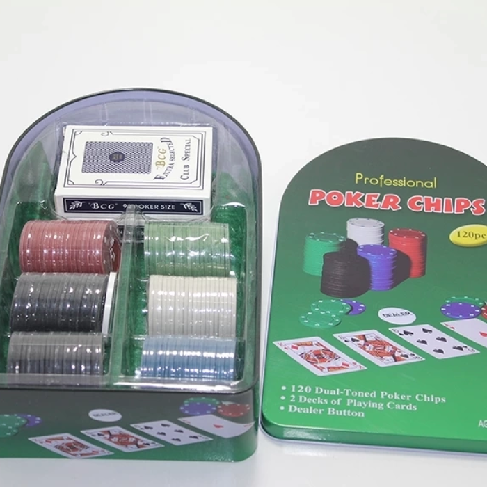 KESGİN MARKET® Poker Oyunu 120 Chip Ve 2 Adet İskambil Oyun Setine Sahip Poker Oyunu Alk2542