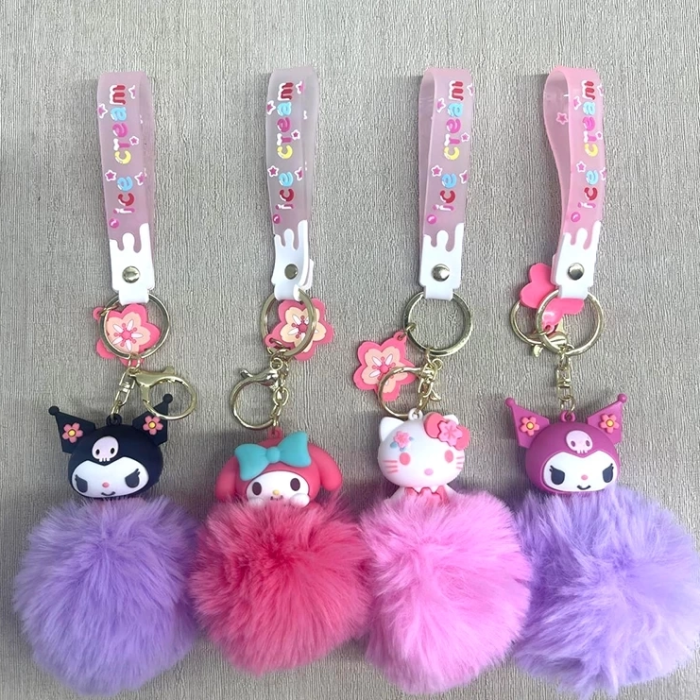 KESGİN MARKET® Ponponlu Kuromi Ve Hello Kitty Anahtarlık Alk4246