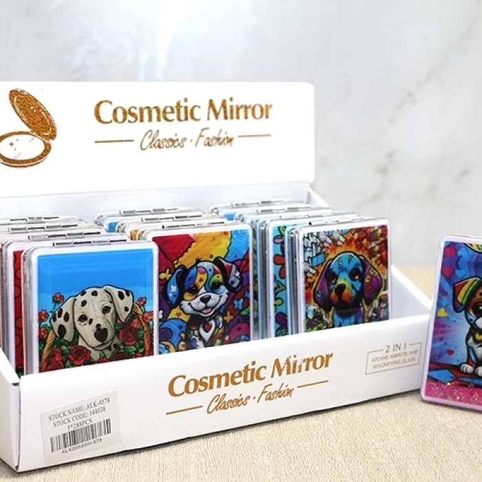 KESGİN MARKET® Hareketli Sulu Detaylı Köpek Figürlü El Aynası Alk4578