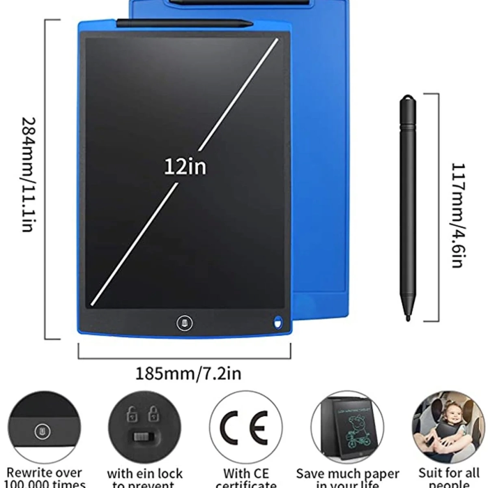 KESGİN MARKET® 12 Inc Writing Lcd Grafik Dijital Kalemli Çizim Tableti Yazı Tahta Not Yazma Eğitim Tableti