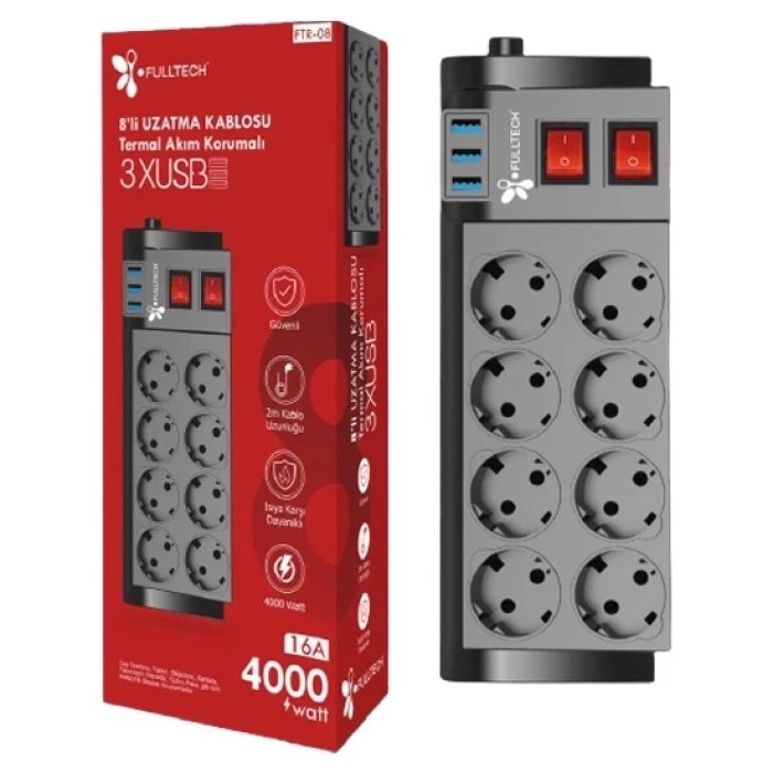 KESGİN MARKET® Ftr-08 8’li Termal Akım Korumalı Priz