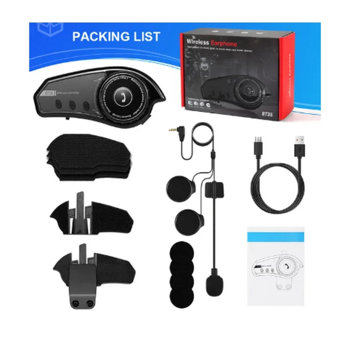 KESGİN MARKET® Bt35 Kask Kulaklık Bluetooth 5.0 Motosiklet Interkom Su Geçirmez Kablosuz Kulaklık