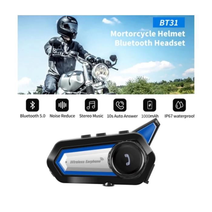 KESGİN MARKET® Bt31 Kask Kulaklık Bluetooth 5.0 Motosiklet Interkom Su Geçirmez Kablosuz Kulaklık