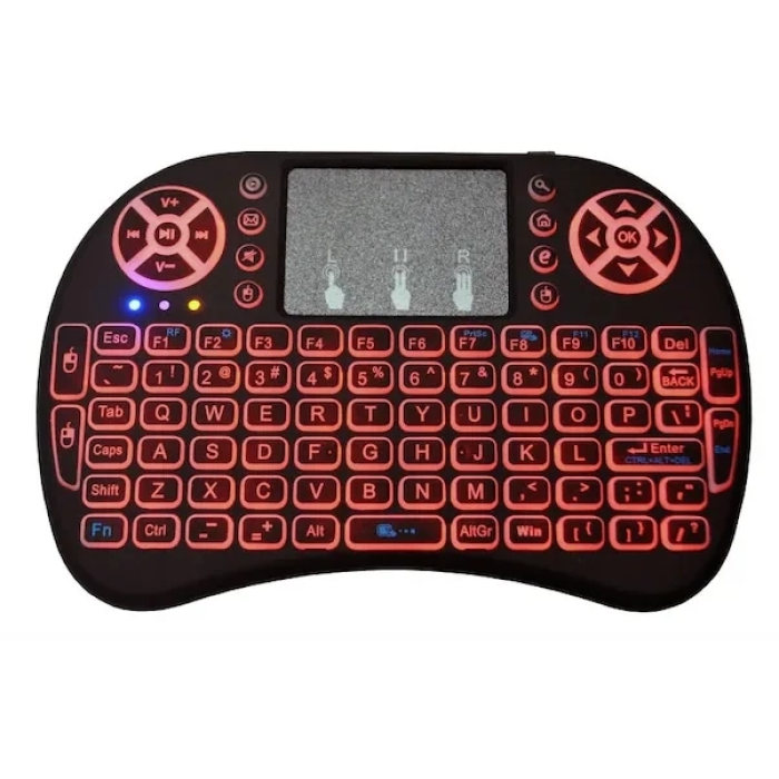 KESGİN MARKET® Smart Tv Box Ps3 Uyumlu Kablosuz Dokunmatik Işıklı Şarjlı Touchpadli Mini Q Klavye