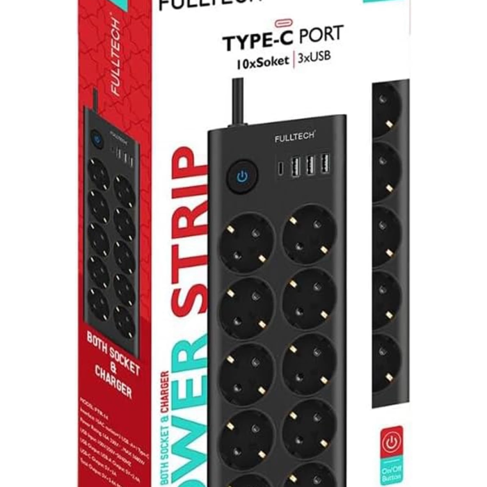 KESGİN MARKET® Ftr14 Type-c Girişli Akım Korumalı 10’lu Priz, 3 Usb