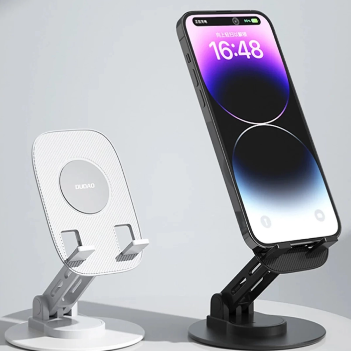 KESGİN MARKET® F17s  Masaüstü Telefon Tutucu Döner Tabanı Alüminyum Paslanmaz Çelik Katlanabilir