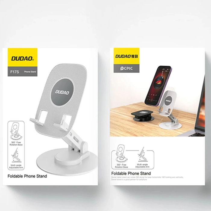 KESGİN MARKET® F17s  Masaüstü Telefon Tutucu Döner Tabanı Alüminyum Paslanmaz Çelik Katlanabilir