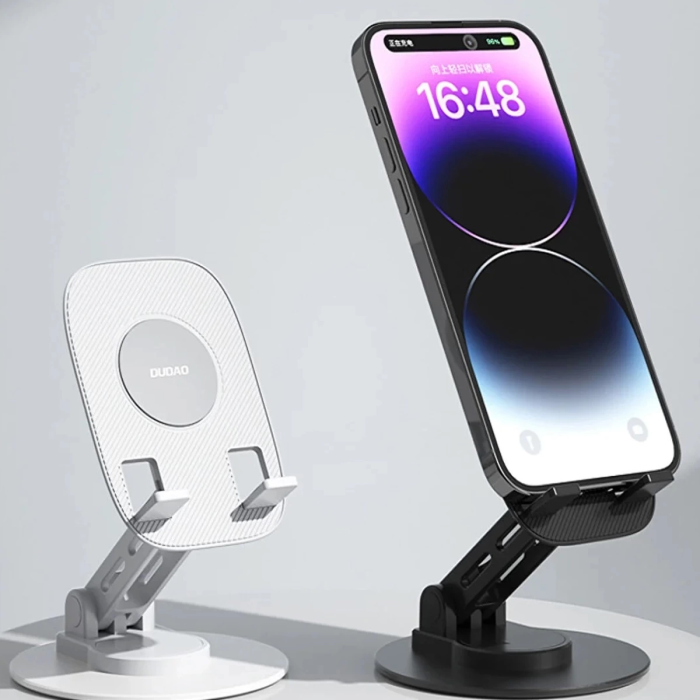 KESGİN MARKET® F17s  Masaüstü Telefon Tutucu Döner Tabanı Alüminyum Paslanmaz Çelik Katlanabilir