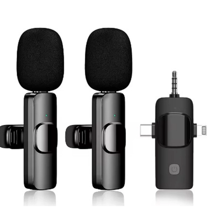 KESGİN MARKET® Yüksek Kalite Profesyonel 3 In 1 Kablosuz Taşınabilir Yaka Mikrofonu Youtube Facebook Tiktok