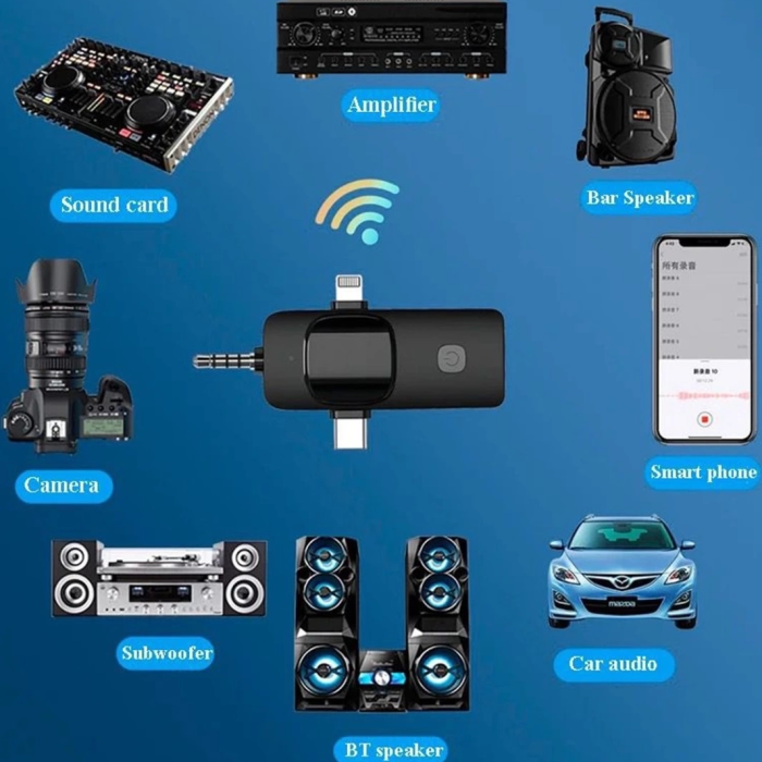 KESGİN MARKET® Yüksek Kalite Profesyonel 3 In 1 Kablosuz Taşınabilir Yaka Mikrofonu Youtube Facebook Tiktok