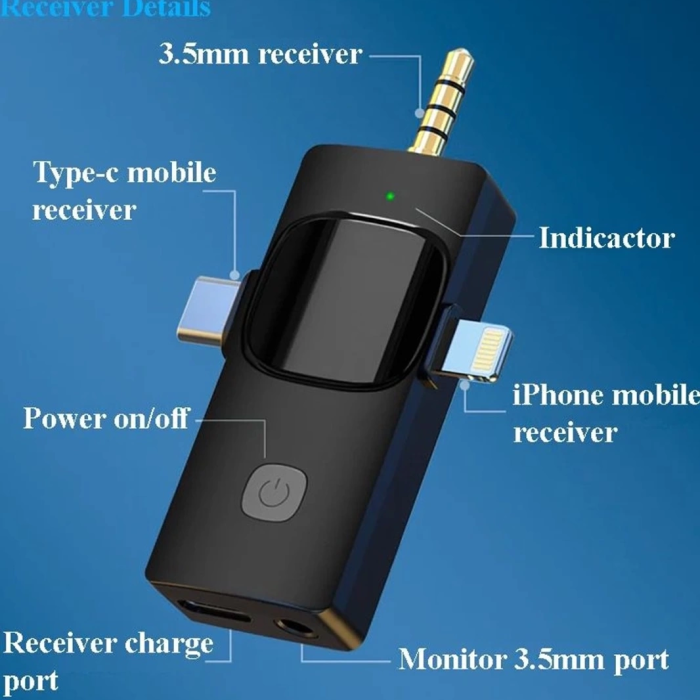 KESGİN MARKET® Yüksek Kalite Profesyonel 3 In 1 Kablosuz Taşınabilir Yaka Mikrofonu Youtube Facebook Tiktok