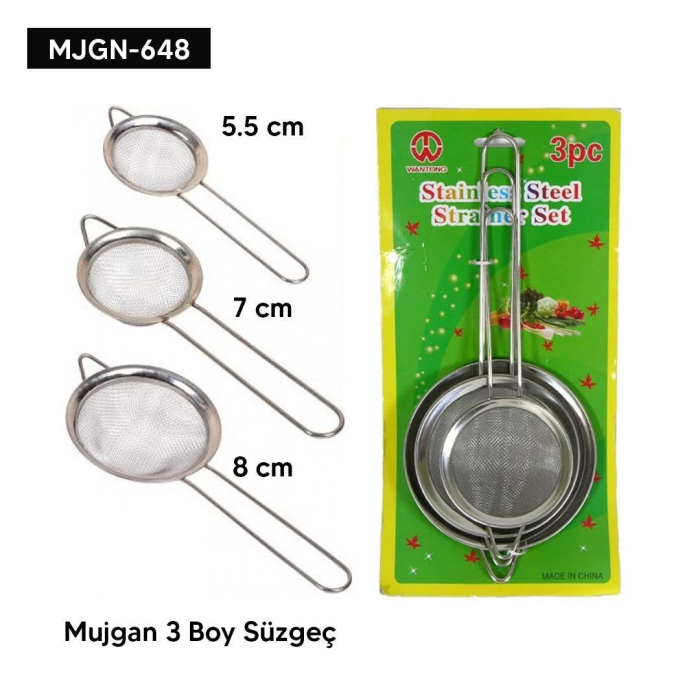 KESGİN MARKET® 3 Boy Süzgeç Seti